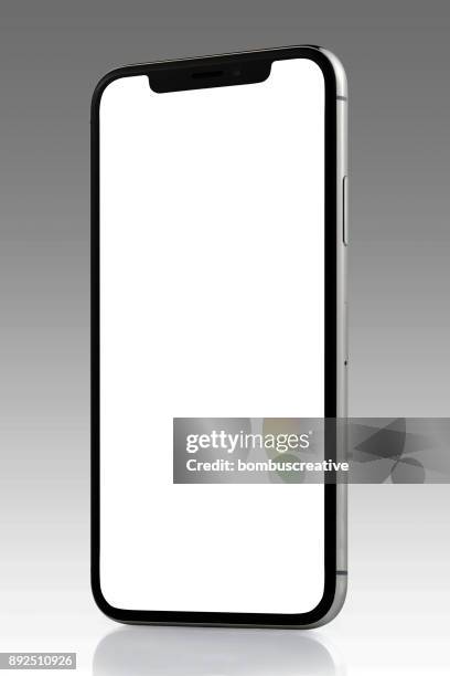 apple iphone x silver white blank screen - iphone stock-fotos und bilder