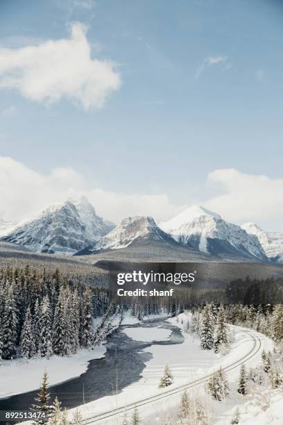 winter in banff national park - banff stock pictures, royalty-free photos & images