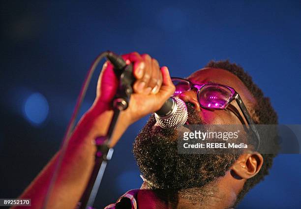 Tunde Adebimpe of "TV on the Radio" performs at the Paleo Festival on July 24, 2009 in Nyon, Switzerland.