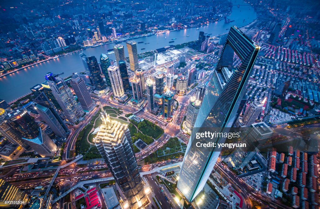 Aerial View of Shanghai Landmarks
