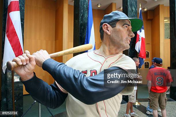 Statue of Ted Williams is seen at the National Baseball Hall of Fame during induction weekend on July 25, 2009 in Cooperstown, New York.
