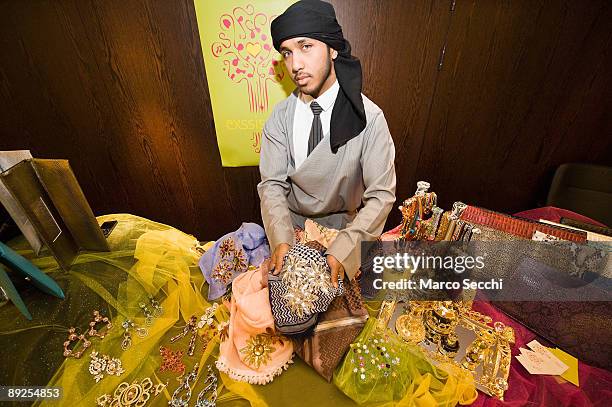 An exhibitor at the official opening of the 'Gulf Luxury Fair 2009' at London's Intercontinental Hotel on Park Lane on July 25, 2009 in London,...