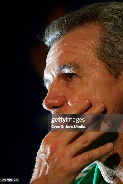 Mexico's Head Coach Javier Aguirre during a press conference at The Giant Stadium, on July 25, 2009 in New Jersey. Mexico team will face USA team in...