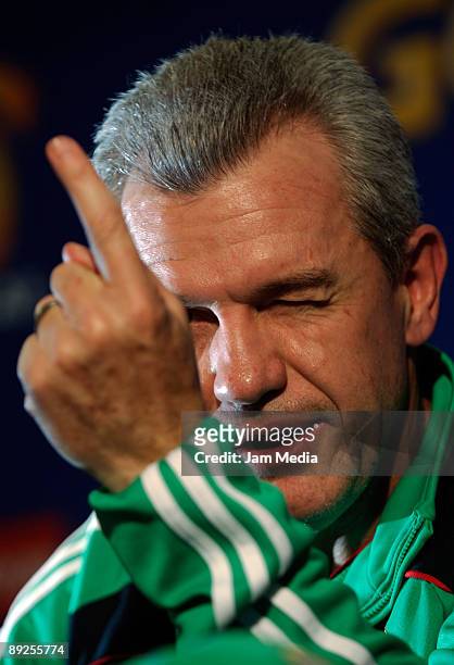 Mexico's Head Coach Javier Aguirre during a press conference at The Giant Stadium, on July 25, 2009 in New Jersey. Mexico team will face USA team in...