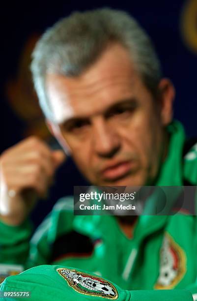 Mexico's Head Coach Javier Aguirre during a press conference at The Giant Stadium, on July 25, 2009 in New Jersey. Mexico team will face USA team in...