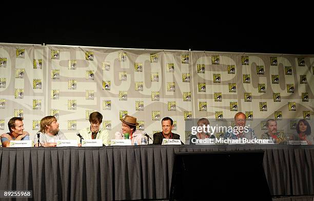 Storyboard artist Vincent Waller, supervising producer Paul Tibbitt, writer Steven Banks, voice artist/actors Tom Kenny, Dee Baker, Carolyn Lawrence,...