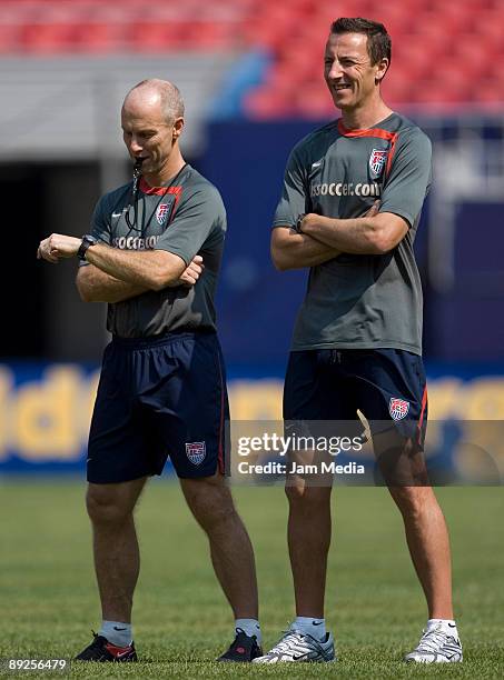 Head coach Bob Bradley during a training session at The Giant Stadium, on July 25, 2009 in New Jersey, NJ. Mexico will face USA in the CONCACAF Gold...