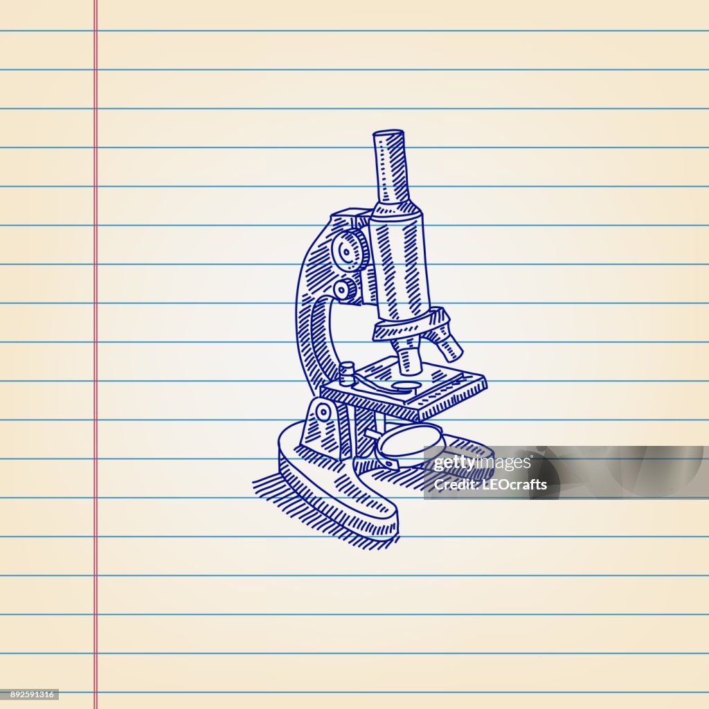 Microscope Drawinv Microscope Drawing On Lined Paper High-Res Vector Graphic - Getty Images