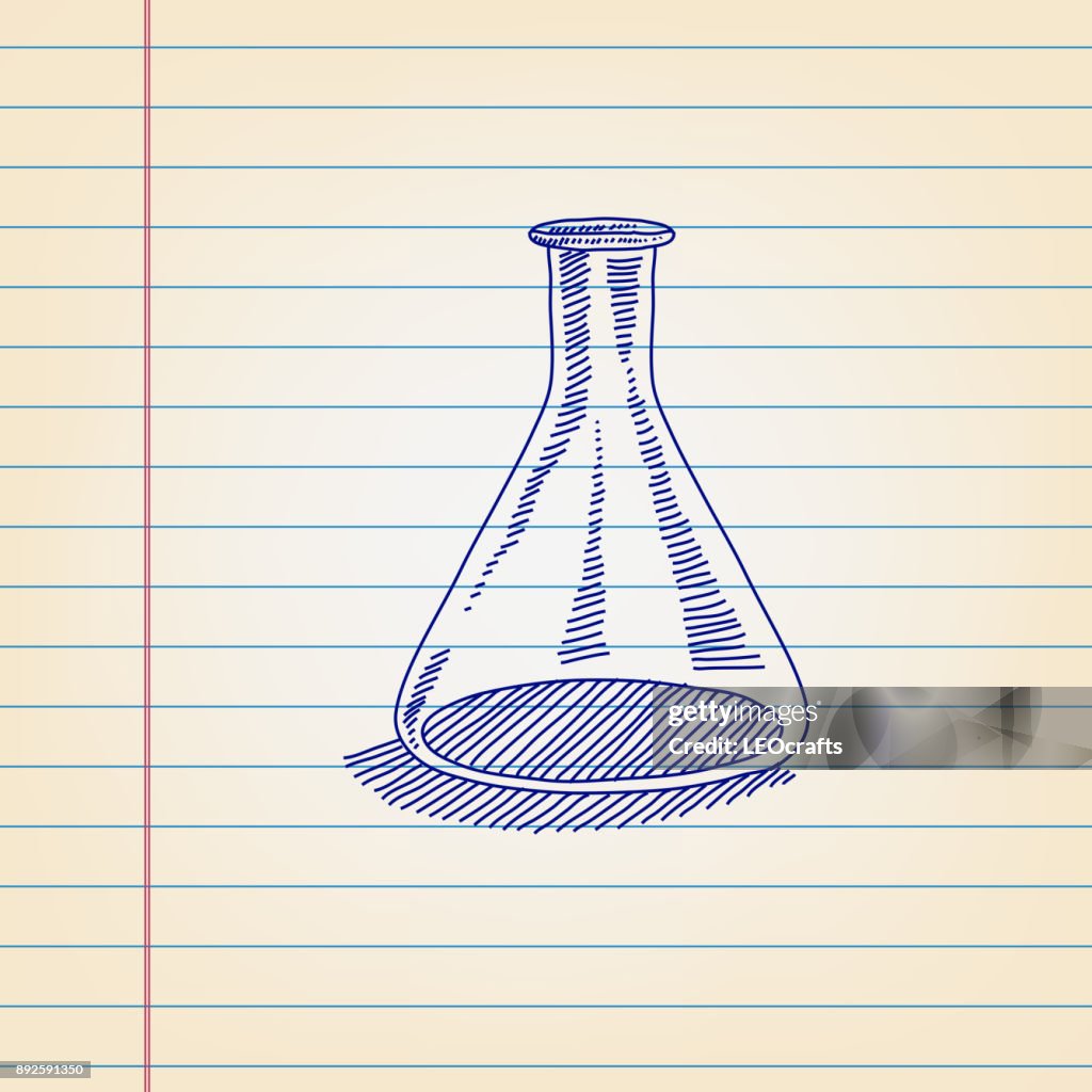 Conical Flask drawing on Lined paper