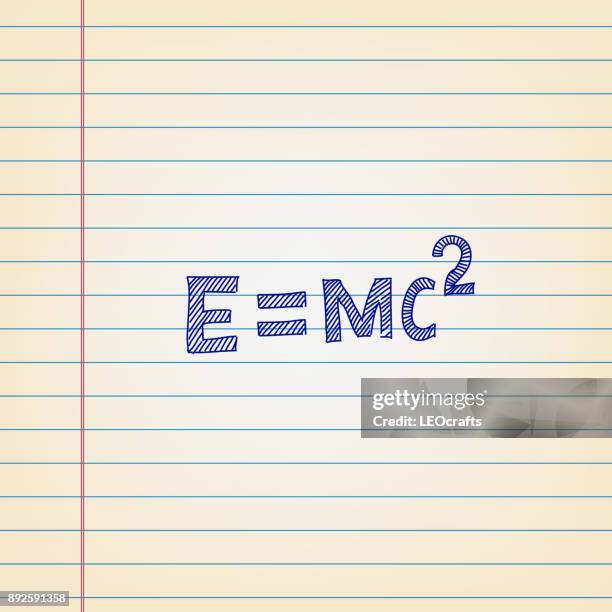 einstein's famous equation drawing on lined paper - simple math equation drawing stock illustrations