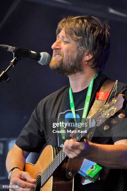 Kenny Anderson of King Creosote performs on stage on the first day of Ben & Jerry's Sundae on the Common at Clapham Common on July 25, 2009 in...