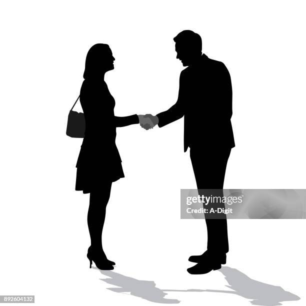 making a promise - handshake silhouette stock illustrations