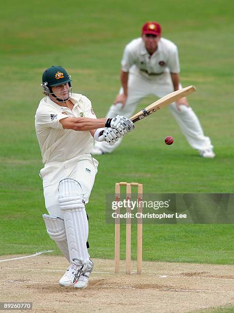 Shane Watson of Australia in action during Day 3 of the International Tour match between Northamptonshire and Australia at The County Ground on July...