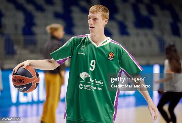 Alberto Diaz, #9 of Unicaja Malaga warming up before the 2017/2018 Turkish Airlines EuroLeague Regular Season game between Unicaja Malaga and Khimki...