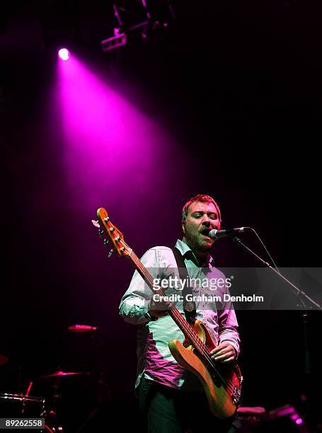 Jimi Goodwin of the group Doves performs on stage during the Splendour in the Grass festival at Belongil Fields on July 26, 2009 in Byron Bay,...