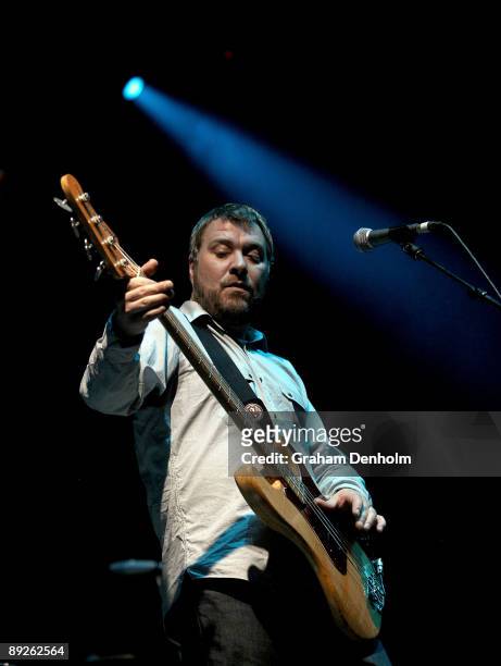 Jimi Goodwin of the group Doves performs on stage during the Splendour in the Grass festival at Belongil Fields on July 26, 2009 in Byron Bay,...