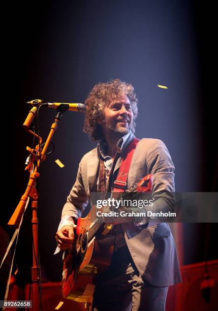 Wayne Coyne of the Flaming Lips performs on stage during the Splendour in the Grass festival at Belongil Fields on July 26, 2009 in Byron Bay,...