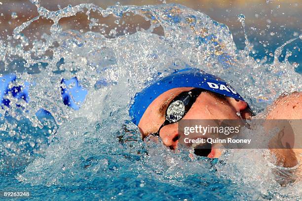 David Davies of Great Britain competes in the Men's 400m Freestyle Final during the 13th FINA World Championships at the Stadio del Nuoto on July 26,...