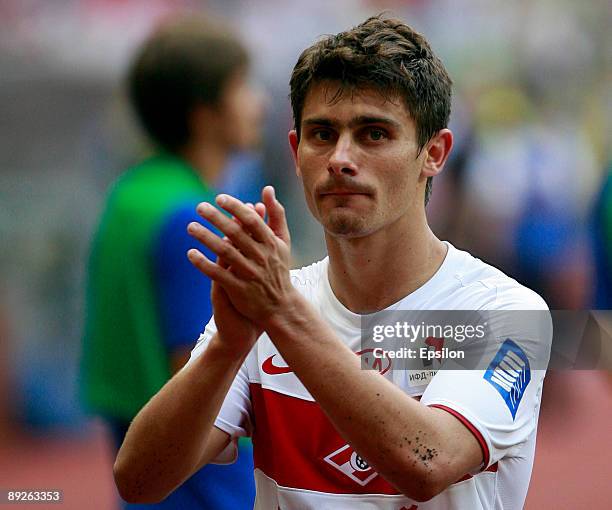 Meschini Alex of FC Spartak Moscow celebrates after their victory over PFC CSKA Moscow in the Russian Football League Championship match between PFC...