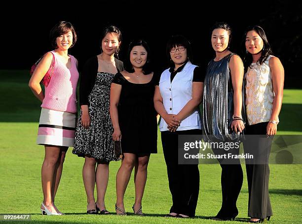 Shi Hyun Ahn, Meena Lee, Jeong Jang, Jiyai Shin, Se Ri Pak and Seon Hwa Lee of South Korea pose for a picture on the par 3 course at the Royal Hotel...