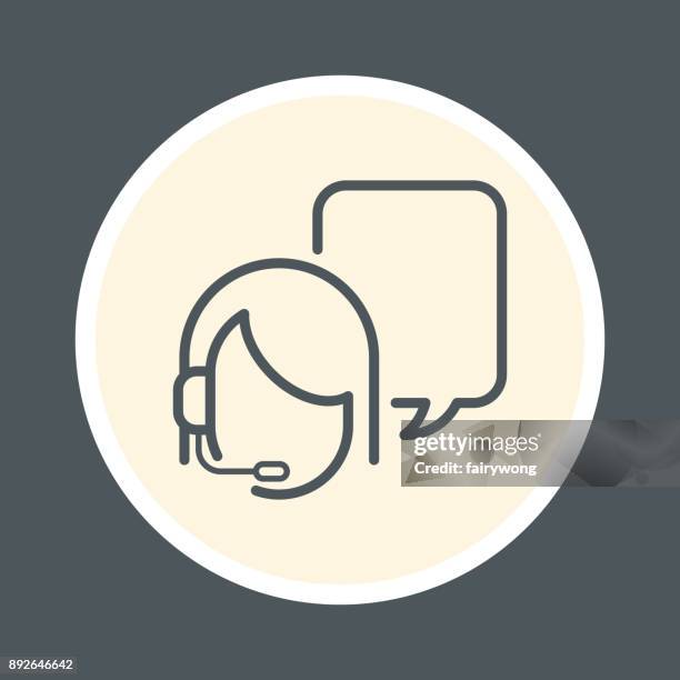 ilustraciones, imágenes clip art, dibujos animados e iconos de stock de icono de servicio al cliente - mujer con audifonos