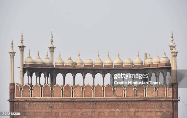 Cracks seen in Jama Masjid on December 13, 2017 in New Delhi, India. The 17th century mosque built by Mughal emperor Shahjahan has started...