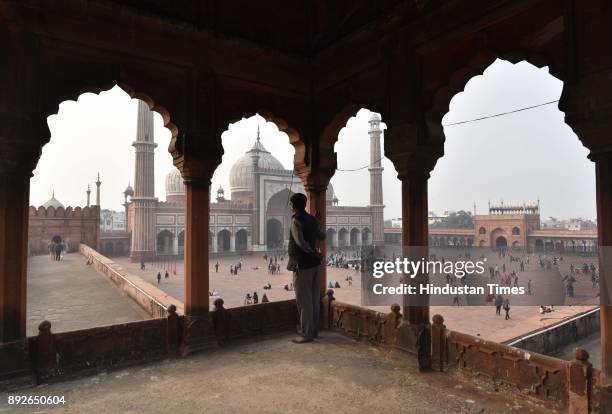 General view of Jama Masjid on December 13, 2017 in New Delhi, India. The 17th century mosque built by Mughal emperor Shahjahan has started...