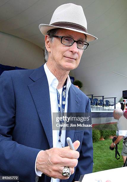 Principal owner John Henry of the Boston Red Sox attends the Baseball Hall of Fame induction ceremony at Clark Sports Center on July 26, 2009 in...