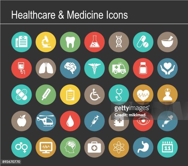 stockillustraties, clipart, cartoons en iconen met gezondheidszorg en geneeskunde icon set - first aid kit