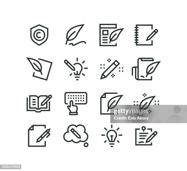 copywriting icons - writing activity stock illustrations