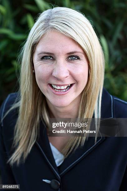 New Silver Ferns captain Casey Williams poses after the New Zealand Silver Ferns squad announcement at Netball New Zealand office on July 27, 2009 in...