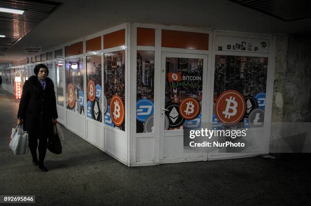 Bitcoin embassy is seen in an underpass in Bydgoszcz, Poland on December 14, 2017.