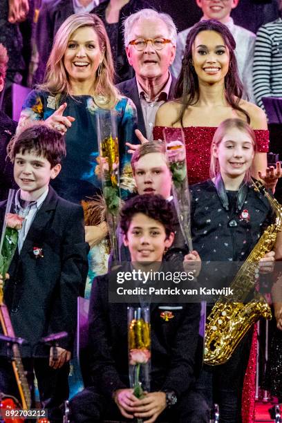 Queen Maxima of The Netherlands attends the Christmas gala concert for the best school band on December 14, 2017 in Rotterdam, Netherlands.