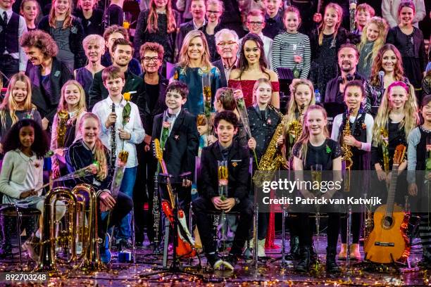 Queen Maxima of The Netherlands attends the Christmas gala concert for the best school band on December 14, 2017 in Rotterdam, Netherlands.