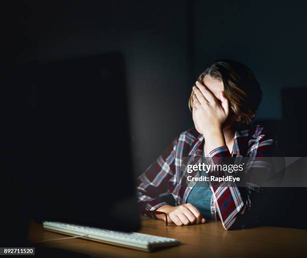 Woman Head Over Computer Screen Eyes Looking Over Computer Screen Photos and Premium High Res Pictures ...