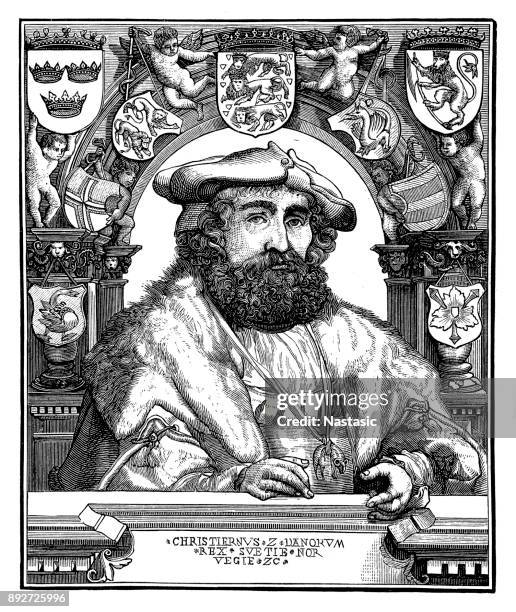 christian ii, 1481 - 1559, king of denmark, sweden and norway - denmark currency stock illustrations