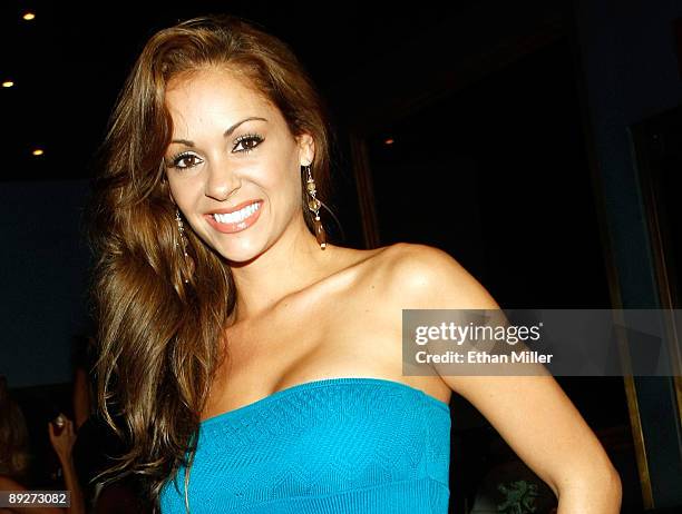 Miss Sunset Tan 2008 Bambi Lashell poses at the second annual Miss Sunset Tan Pageant at the Palms Casino Resort July 26, 2009 in Las Vegas, Nevada.