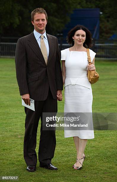 Rupert Penry Jones and Dervla Kirwan attends the Cartier International Polo Day at Guards Polo Club on July 26, 2009 in Egham, England.