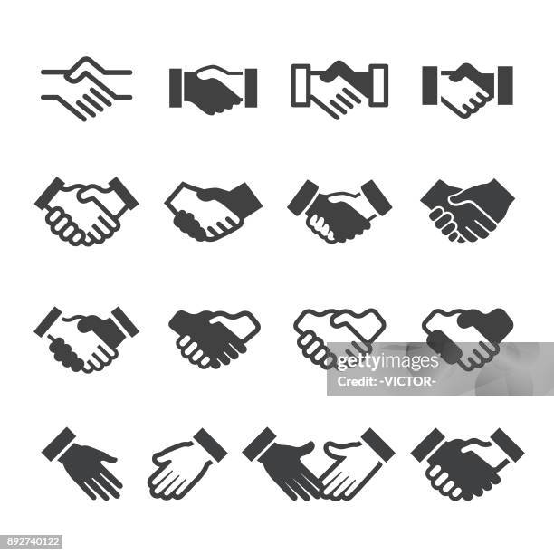 ilustrações de stock, clip art, desenhos animados e ícones de handshake icons - acme series - sacudindo