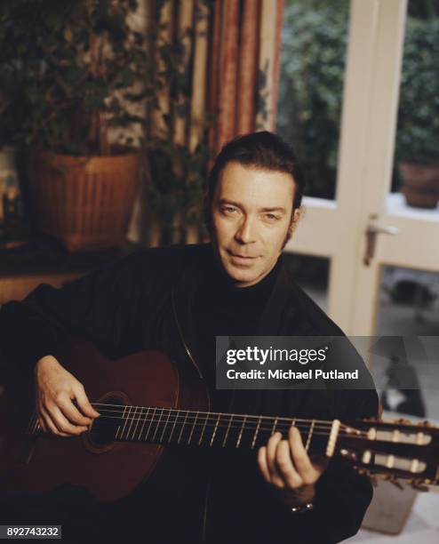 British guitarist and songwriter, Steve Hackett in a recording studio, March 1997.