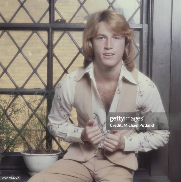 British singer Andy Gibb , circa 1980.