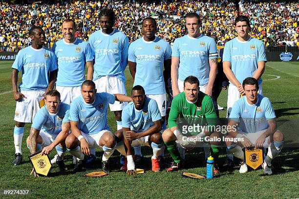 Manchester City players line up during the final of the 2009 Vodacom Challenge match between Kaizer Chiefs and Manchester City at Loftus Versfeld...