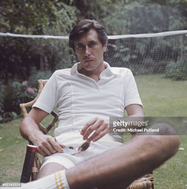 English singer-songwriter Bryan Ferry of Roxy Music, in tennis gear at his home in London, 16th July 1976.