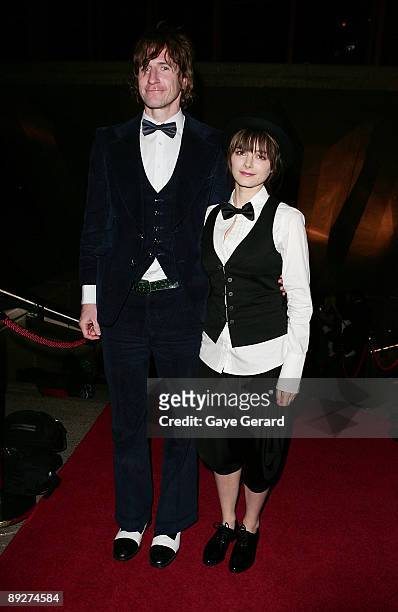 Tim Rogers from band You Am I and actress Bojana Novakovic arrive at the 2009 Helpmann Awards Sydney Opera House on July 27, 2009 in Sydney,...