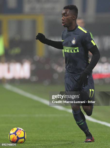 Yann Karamoh of FC Internazionale in action during the TIM Cup match between FC Internazionale and Pordenone at Stadio Giuseppe Meazza on December...