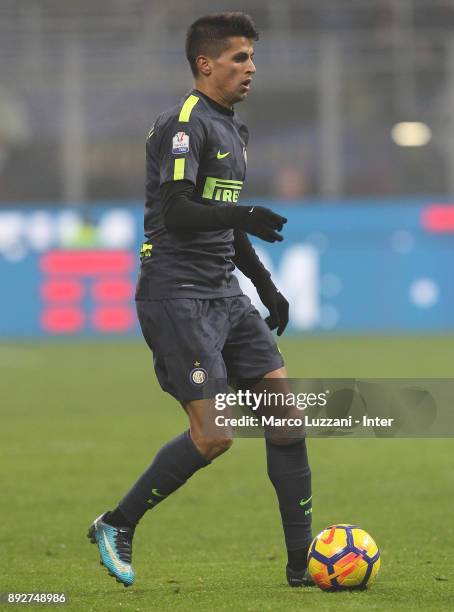 Joao Cancelo of FC Internazionale in action during the TIM Cup match between FC Internazionale and Pordenone at Stadio Giuseppe Meazza on December...