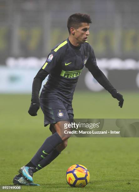 Joao Cancelo of FC Internazionale in action during the TIM Cup match between FC Internazionale and Pordenone at Stadio Giuseppe Meazza on December...