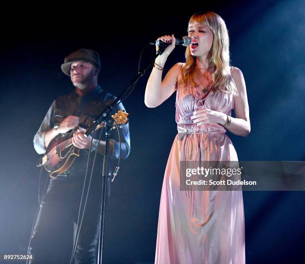 Singer Catherine Pierce of The Pierces performs onstage at The Fonda Theatre on December 13, 2017 in Los Angeles, California.