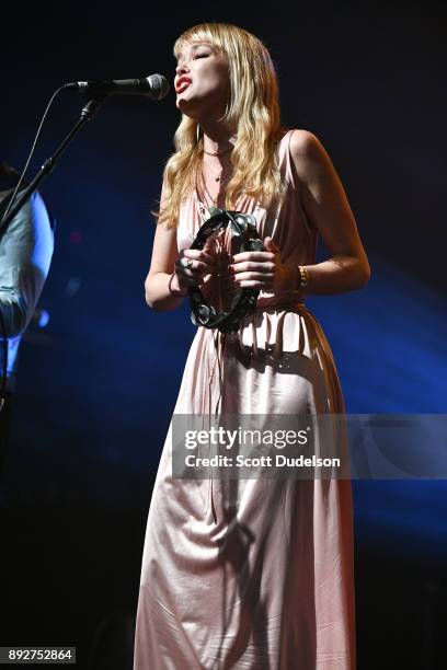 Singer Catherine Pierce of The Pierces performs onstage at The Fonda Theatre on December 13, 2017 in Los Angeles, California.