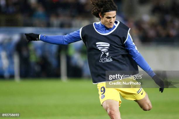 Cavani Edinson Roberto 9 of PSG during warm-up before the french League Cup match, Round of 16, between Strasbourg and Paris Saint Germain on...